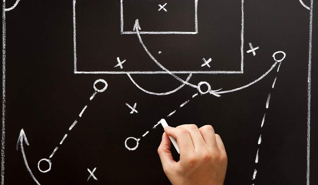 Kreidezeichnung für Strategie beim Fußball