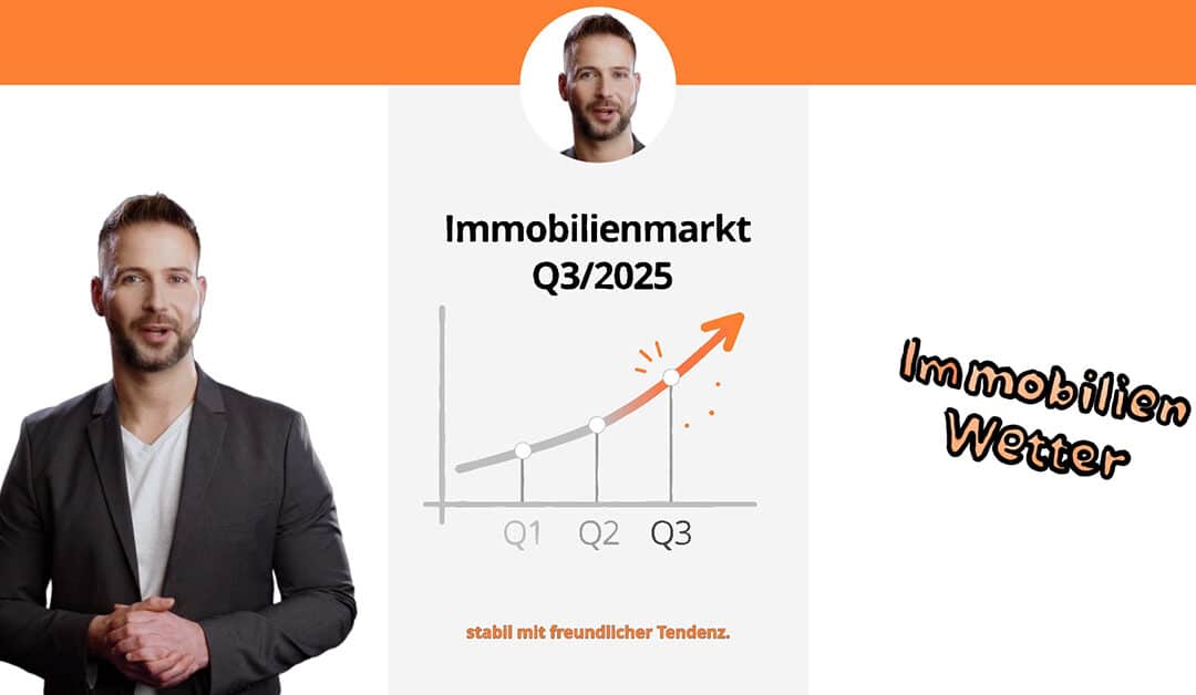 Ein Teaser für das Immowetter, ein Moderator, der das Immobilien-Wetter ansagt